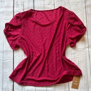 NWT Pink Eyelet Top